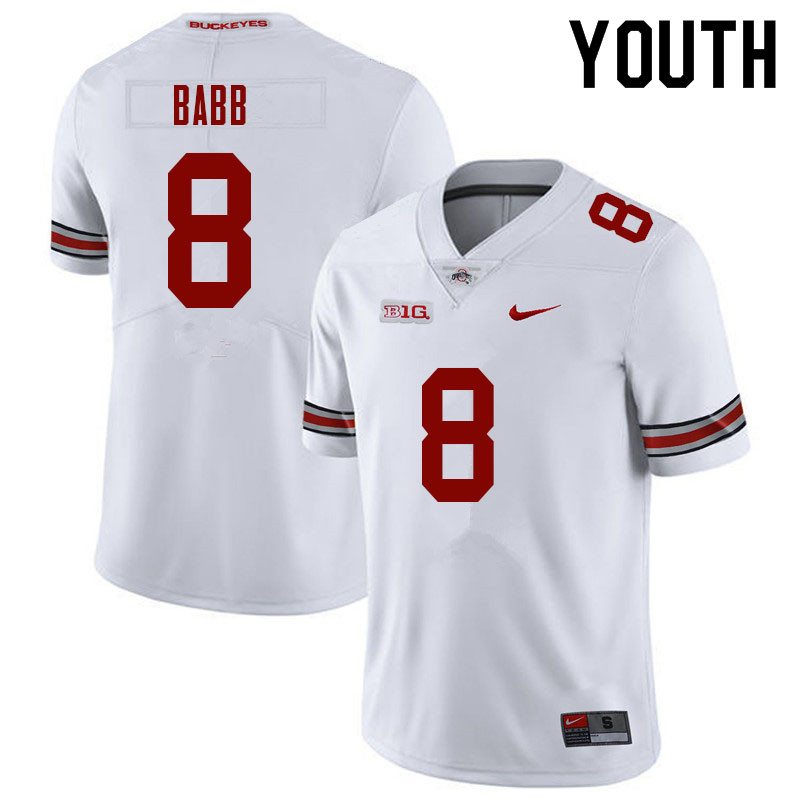 Ohio State Buckeyes Kamryn Babb Youth #8 White Authentic Stitched College Football Jersey